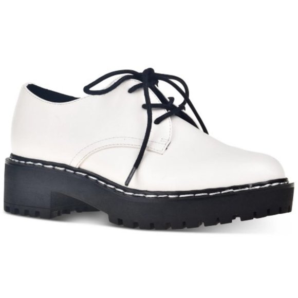 Wild Pair Shoes - NEW Wild Pair Rainee White Platform Lug Sole Oxford Flats